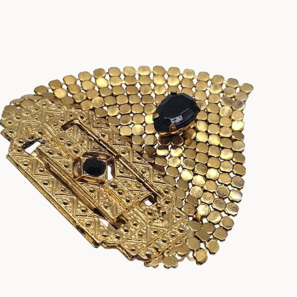 VTG Brooch Heart Art Deco Style Gothic Glam Stmt Teardrop Shape Gold Tone Pin - Picture 5 of 11